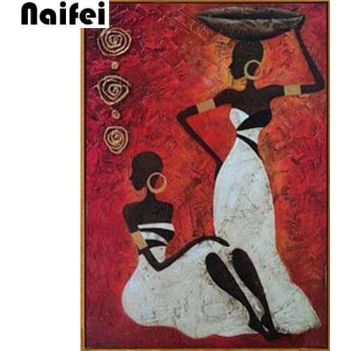 5D Diamond Painting Cross Stitch Diy Diamond Embroidery Abstract African Red Africa Women Square Diamond Mosaic Needlework