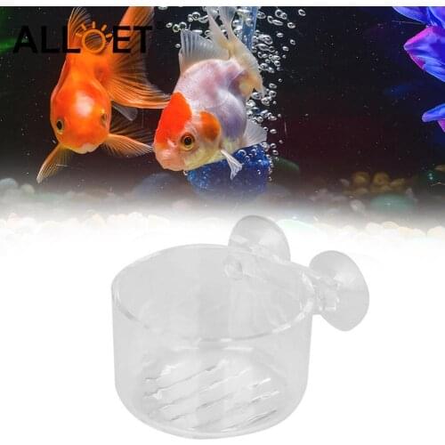 Aquarium Transparent Acrylic Pot Red Worm Floating Cup Feeder Suction Cup Hanging Fish Tank Feeding Food Container Accessories