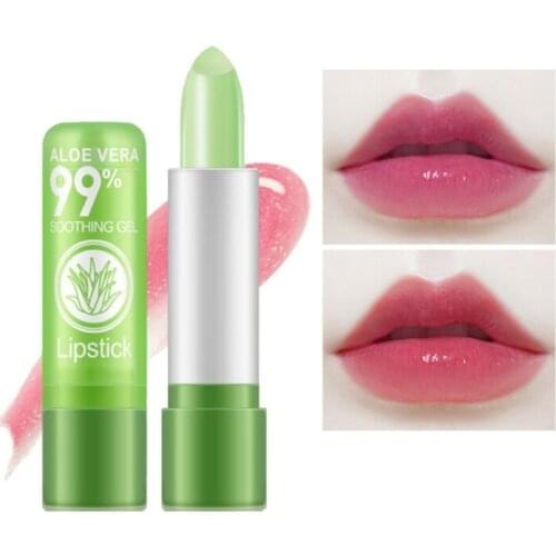 Aloe Vera Color Changing Lipstick Moisturizing Lighten Lip Lines Brighten Lip Color Temperature Changing Lip Balm