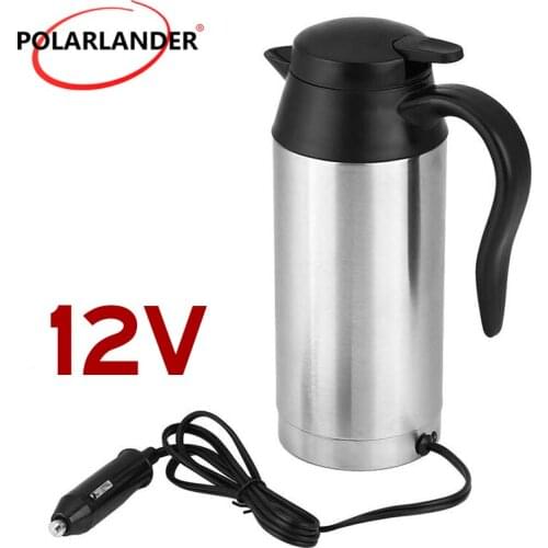 Car Electric Kettle 750ml Stainless Steel Cigarette Lighter Max 100℃ 12V/120W 24V/240W Food-grade PP High-quality Silica Gel