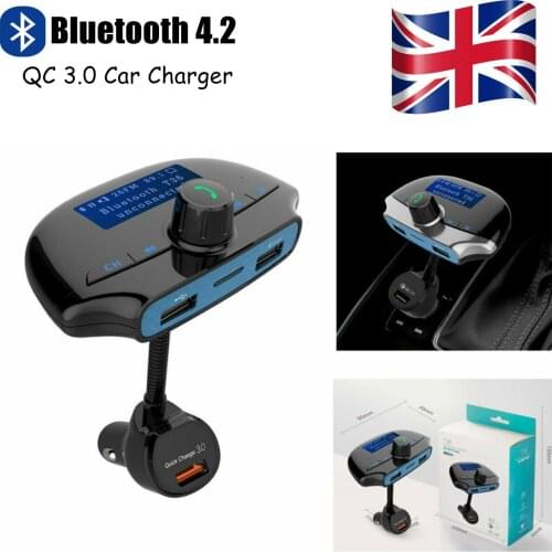 Car MP3 Player QC 3.0 Wireless Fast Car Charger FM Transmitter Handsfree TF Card Bluetooth-compatible 4.2