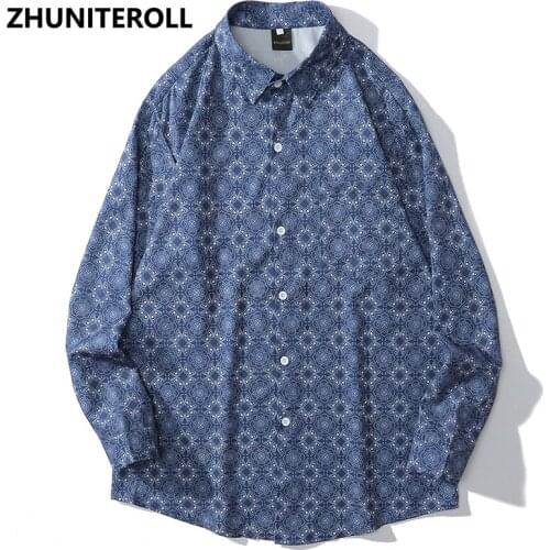 Bohemia Mens Shirts Paisley Graphics Print Hip Hop Button Down Longsleeve Shirt For Men Streetwear Fashion Hawaiian Beach Tops
