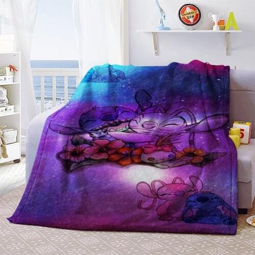 Throw Blanket Cartoon Lilo & Stitch 3D Flannel Fleece Blankets Bedspread For Kids Boys Girls Bedspread Couch Quilt Cover Travel