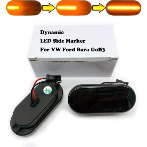 Dynamic Turn Signal Lamp for VW Seat Bora Golf 3 4 Passat 3BG for Polo SB6 for skoda Car Side Marker Light Amber Flowing Water