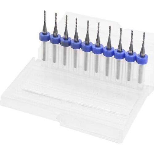 10PCS tungsten carbide titanium coated PCB cutter 3.175 * 0.5mm, CNC router tools, fish-tail corn milling cutter machine