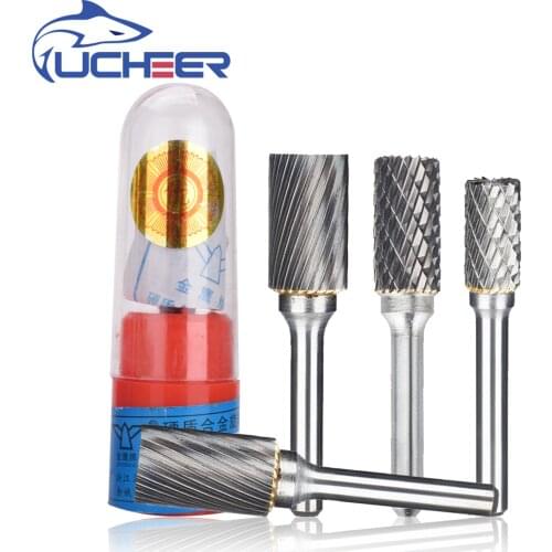 UCHEER 1pc/set 6mm typeA/D Rotary Burr Carbide material Metal Grinding Carving Head Router Bit for wood glass plastic