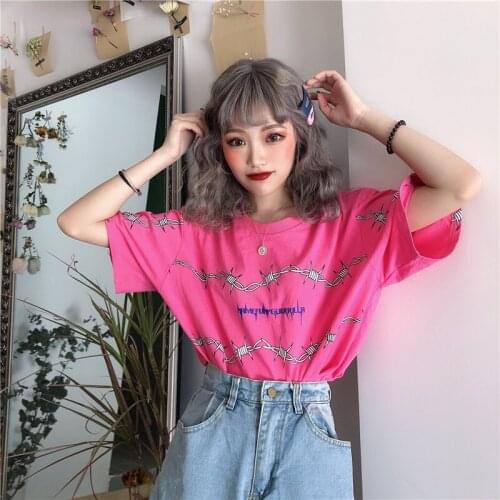 Graphic Tee Tops Woman Tshirts Gothic Shirt Hip Hop Short Sleeve Casual Summer Clothing Women Clothes Harajuku Oversize T Shirts