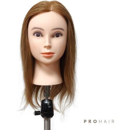 Mannequin-Head with 40CM 100% Human Hair Dark blond Training Head Female Mannequin Hairdressing Training Doll Head wig head