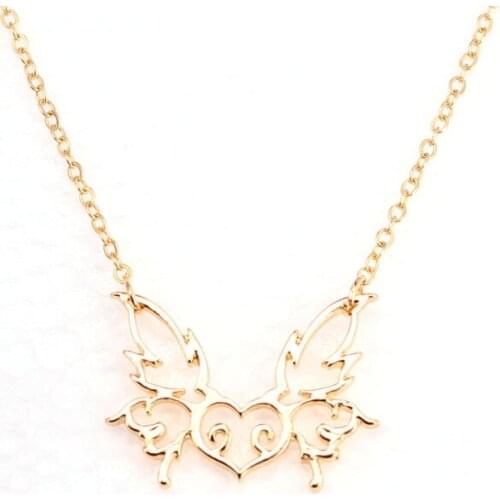 Hzew Hollow butterfly pendant necklace heart cute necklaces gift