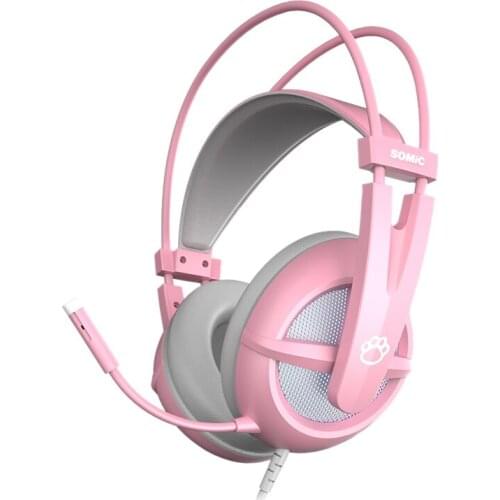 SOMIC G238PINK Gaming Headset 7.1 Surround-Sound Cat Ear Stereo Noise Cancelling Head Phone Vibration LED USB Headsets