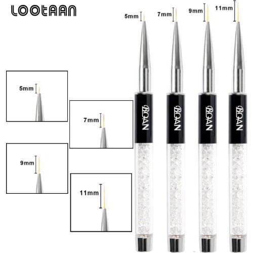 Nail Brush Crystal Handle 5mm/7mm/9mm/11mm Drawing Brush Liner Brush Painting Pen Gel Polish Crystal Nail Art Manicure Tools
