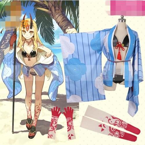 Anime swimwear FGO bikini Fate/EXTRA Ibaraki Doji Cosplay Costume bathing suit A