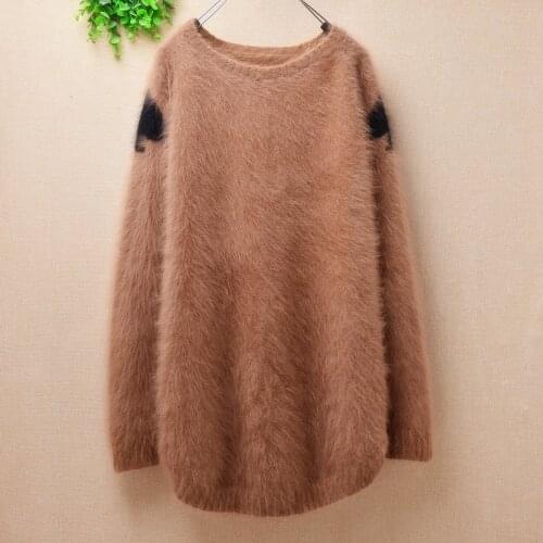 Korean Top sale women female elegant slim long sleeve mink cashmere bottoming clothes fuzzy hair sweater pullover