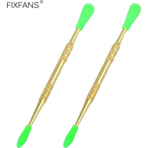 12cm Gold Double Sided Cleaning Spoon Stainless Steel Wax Carving Tool Clay Sculpting Modeling Tool with Removable Silicone Cap