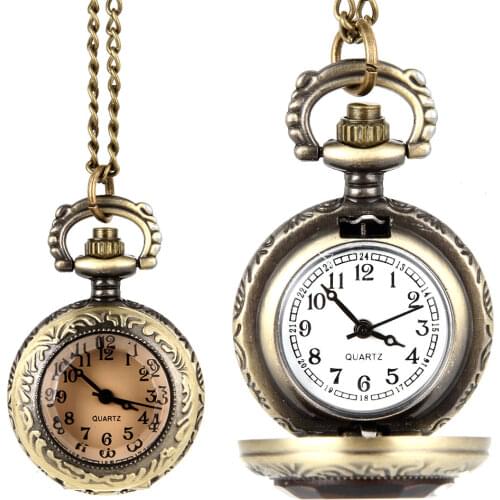 Fashion Men Women Vintage Quartz Pocket Watch Alloy Glass Dome Necklace Pendant Unisex Sweater Chain Clock Gifts LXH