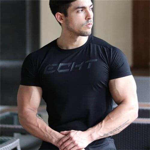 2021 Summer New Men T-Shirt Fashion fitness t Shirt Muscle male casual gyms Short sleeves Shirt Slim cotton Tees tops clothing
