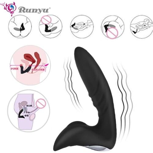 RUNYU Male silicone prostate massager anal vagina big vibrator 10 speed butt plug sex toys for men wireless remote control