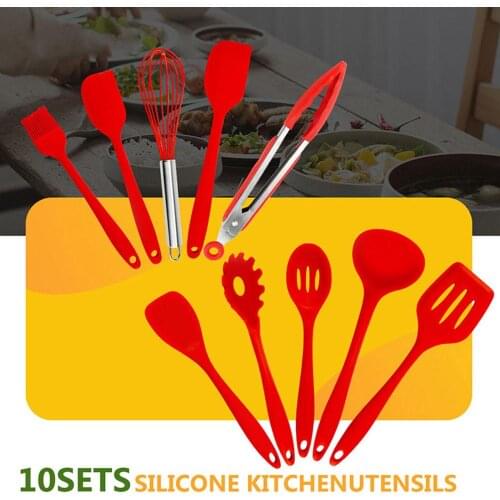 Red Black Food Grade Cookware Set Leakage Shovel Practical Durable Kitchen Tools Kitchenware Silicone Kitchen Utensils