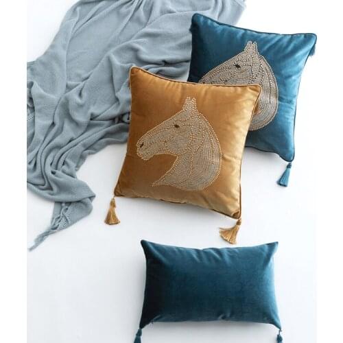 Luxury Modern Velvet Tassel Cushion Cover Soft Printed 45x45cm Pillow Cover Pillowcase Home Decorative Sofa Throw Pillows