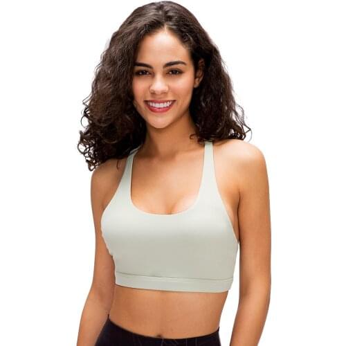 Nylon Active Wear Running Workout Gym Yoga Underwear Athletic Bra Sport Woman Fitness Bra High Impact Cross Straps Wireless