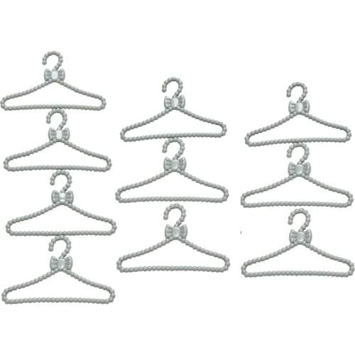 NK 10 Pcs/Set Doll Clothes Hangers For Barbie Doll & Other 1/6 Dolls Doll Accessories Silver Gray Color Bow Design Hangers
