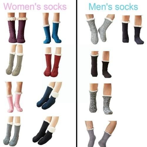 Winter Indoor Floor Sock Thick Warm Cotton Lined Fleece Fluffy Socks 2021 Thermal Carpet For Men Non-Slip Sock O5Q2