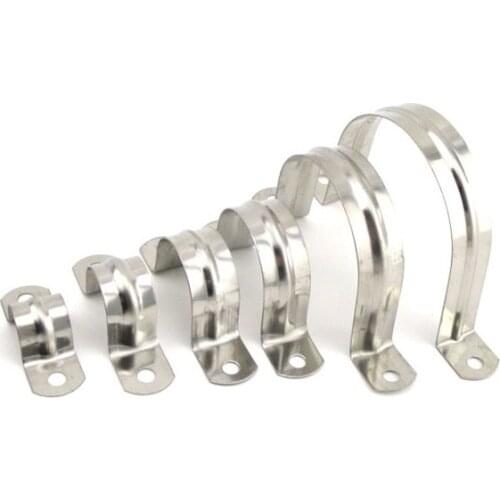 10Pcs 304 Stainless Steel Plumbing Pipe Piping Saddle Clip Brackets U Shaped Saddle Clamp 10-100mm