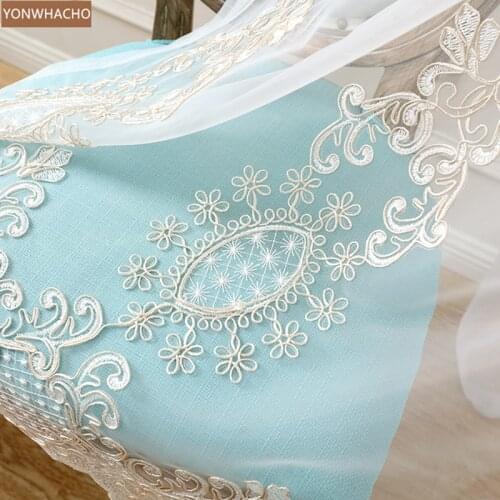Custom curtains White yarn milk silk embroidered screen living room bedroom white sheer curtain tulle B704