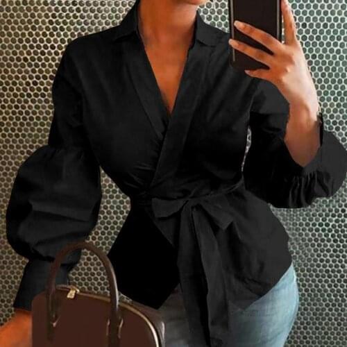 Blouse Popular Solid Color Lantern Sleeve Shirt Top Elegant Shirt Solid Color Streetwear