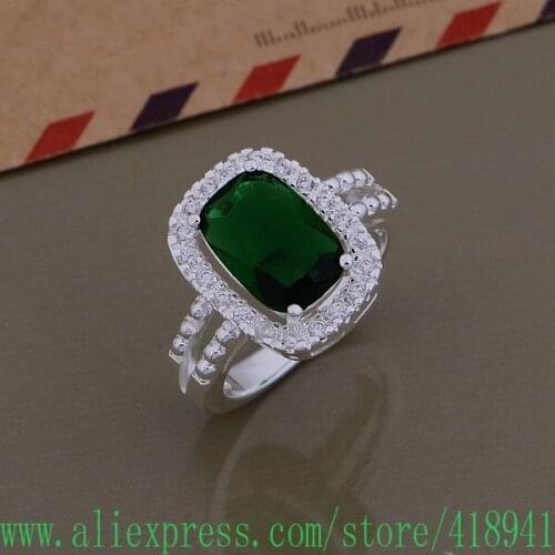 Silver Plated ring, Silver Plated fashion jewelry, carefully crafted big green stone /ewqannxa bxsakoza AR707