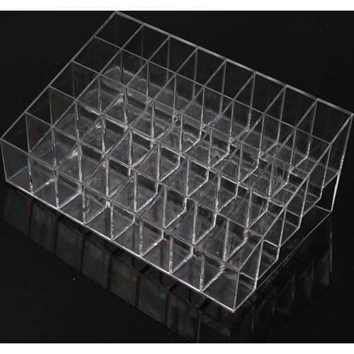 Transparent 40 Grids Acrylic Makeup Organizer Lipstick Holder Display Rack Case Cosmetic Nail Polish Make Up Organiser Tool