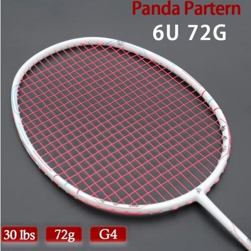Panda Partern Badminton Rackets Strung 100% Full Carbon Fiber Ultralight 6U 72g Professional Racquet With Bags 22-30LBS Adult