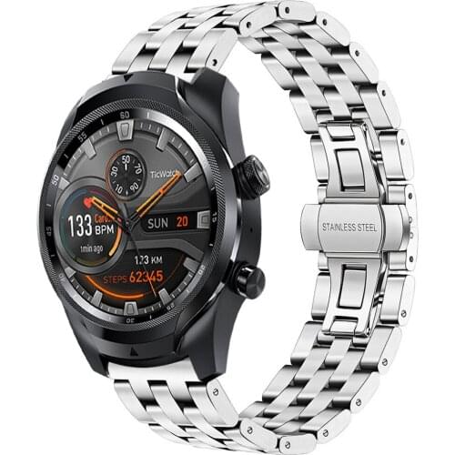 Stainless Steel Straps For Ticwatch Pro 2020/2019 Smart Watch Bands Metal Replace Wrist Bracelets For Ticwatch GTX/S2/E2 Correa