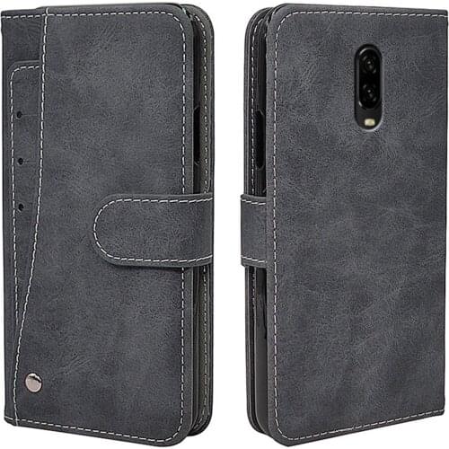 Luxury Vintage Case For OnePlus 6 Case Flip Leather Silicone Wallet Cover For OnePlus 6T Soft TPU With Front Card Solts