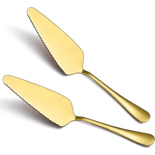 Golden Cake Pie Server, Wedding Cake Knife and Server Set,2 Pieces