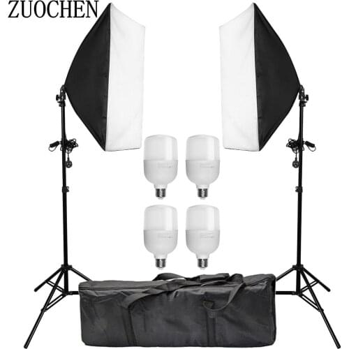ZUOCHEN Photography 100W 50x70CM Softbox Lighting Kit With E27 Socket Soft Box Camera Accessories For Photo Studio Video