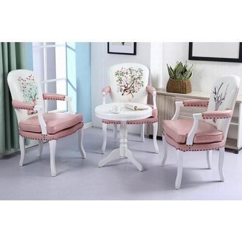 American single solid wood leisure chair retro European style armrest cafe dining chair study bedroom computer chair