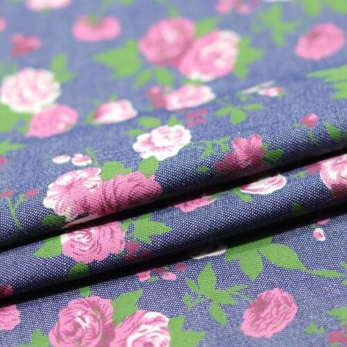 Printed denim high - grade washed thin clothing handmade DIY fabric