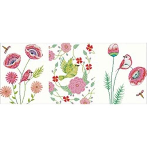 Triptych-flowers and birds Counted Cross Stitch 11CT 14CT 18CT DIY Cross Stitch Kits Embroidery Needlework Sets home decor