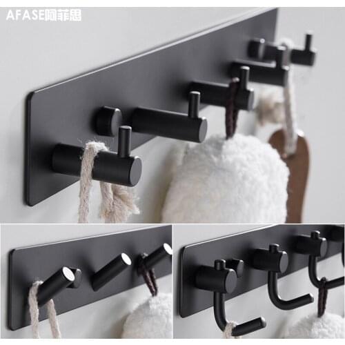 Thicken Space Aluminum Robe Hooks Wall Hang Mounted Towel Hook White / Black Painted Clothes Hook Bathroom Hardware