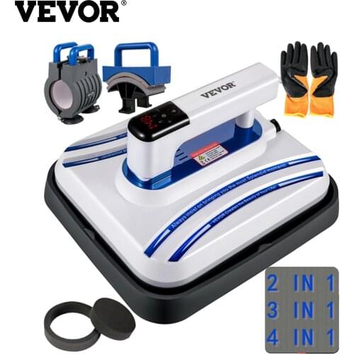 VEVOR 10x10 Inch 2 in 1 3 in 1 4 in 1 Multifunctional Portable Heat Press Printer Easy Mini Machine for Mugs, T-Shirts and Hats