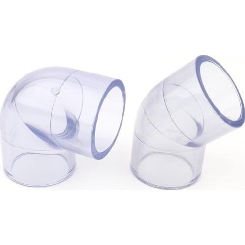 Inner Dia 40mm Transparent PVC Connector 45 Degrees Elbow Aquarium Fish Tank Pipe Joints Garden Water Connectors UPVC Tube Joint