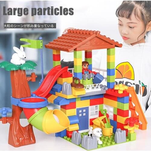 133Pcs Large Particle Slide Lide Castle Building Blocks Set House Compatible All Brands Bricks DIY Bricks Toys For Kids Gifts