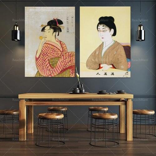 1790 Japanese retro poster-1897 Chikanobu: True beauty- Japanese poster-1790 young woman blowing poppies on canvas wall decorati