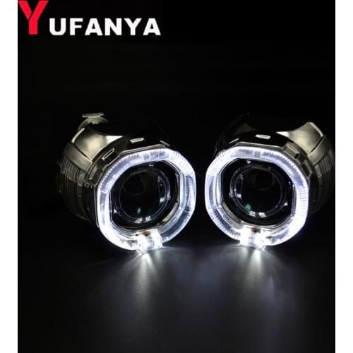 2.5 inch MINI hid bixenon projector lens car DRL square day running angel eyes mask shroud for H1 H4 H7 car headlight retrofit