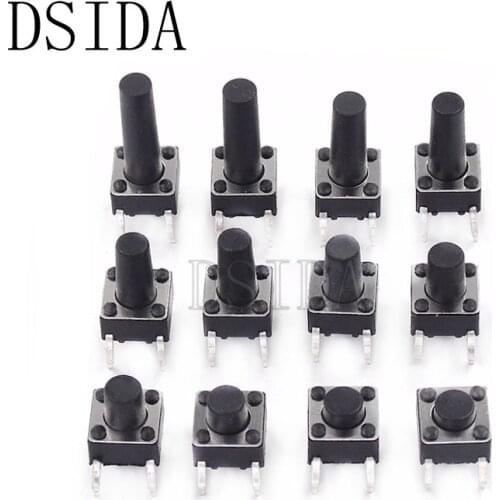 20pcs 6*6*5 mm Panel PCB Momentary Tactile Tact Push Button Micro Switch 4 Pin DIP Light Touch 6*6*5mm Keys Keyboard