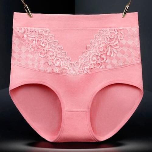 Women cotton Briefs Solid High Waist Panties Abdomen Slimming Underwear Soft Female Intimates Underpants plus Size (40-115kg)