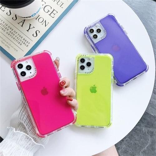 3 in 1 Anti-fall shockproof fluorescent transparent soft phone case for iphone 12 Mini 11 pro max XR XS MAX 7 8 6S PLUS cover