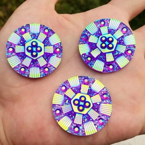 35mm Resin Round -shaped Flatback Crystal Rhinestones Sew-on Stones DIY Sewing Dress Craft 6pcs/lot -B722