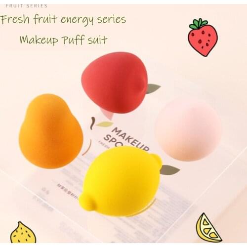 4pcs fruit Makeup puffs Sponge Dry&Wet Use Cosmetic Puff Sponge maquiagem Foundation Powder Blush Beauty Tools with Storage Box
